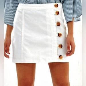 Free People Little Daisies White Button-Front Mini Skirt Size 0